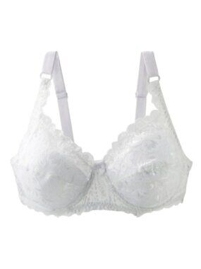 GYCL Classic Ultrathin Underwire Push Up 3/4 Lace Bra,White,  Size Large 38B